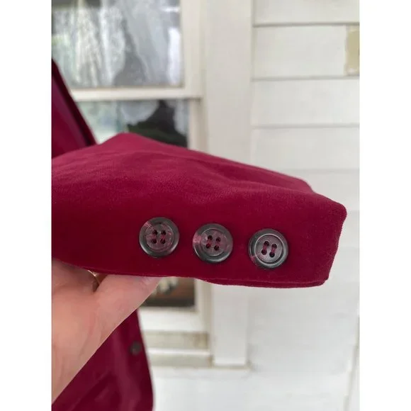 VIntage 1960s Martha Manning Womens Velvet Blazer Burgundy Sz 18 XL - Picture 7 of 13